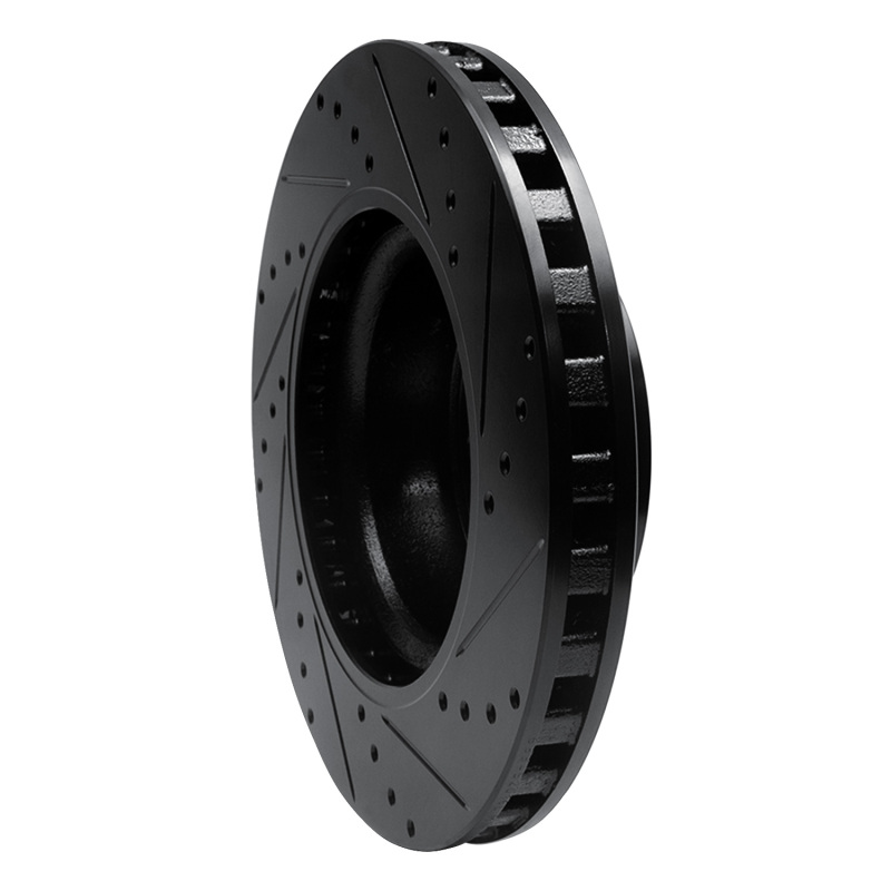 Pontiac GTO Brake Rotor (1) - Front Left - R1 Concepts - Drilled & Slotted - Black - `05-`06